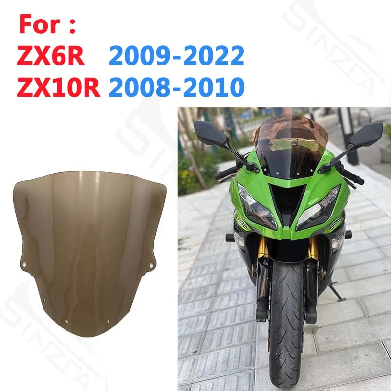 

For Kawasaki ZX6R 636 2009-2022 ZX10R 2008-2010 Motorcycle Windshield Windscreen Wind Deflectors 2009 2010 ZX-6R ZX-10R Gray