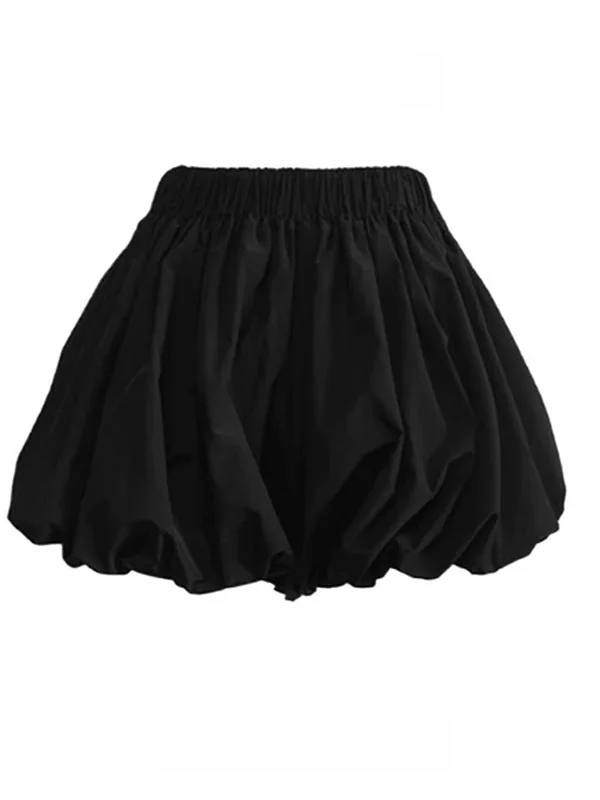 High Waist A-Line Bubble Lantern Short Pants Skirt Women's Summer Thin Beautiful Pumpkin Pants Floral Bud Design Casual Skirt