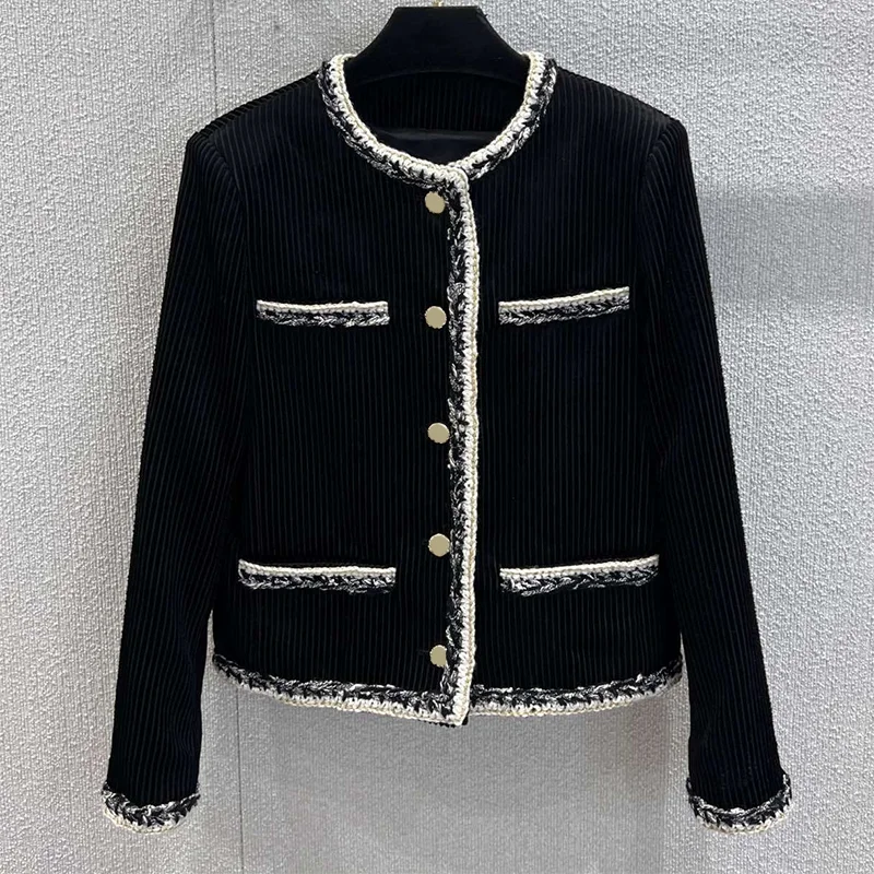 

Высококачественное женское вельветовое короткое пальто на осень/зиму с золотыми пуговицами и кружевной отделкой серебряной нитью, роскошная одежда 2593002