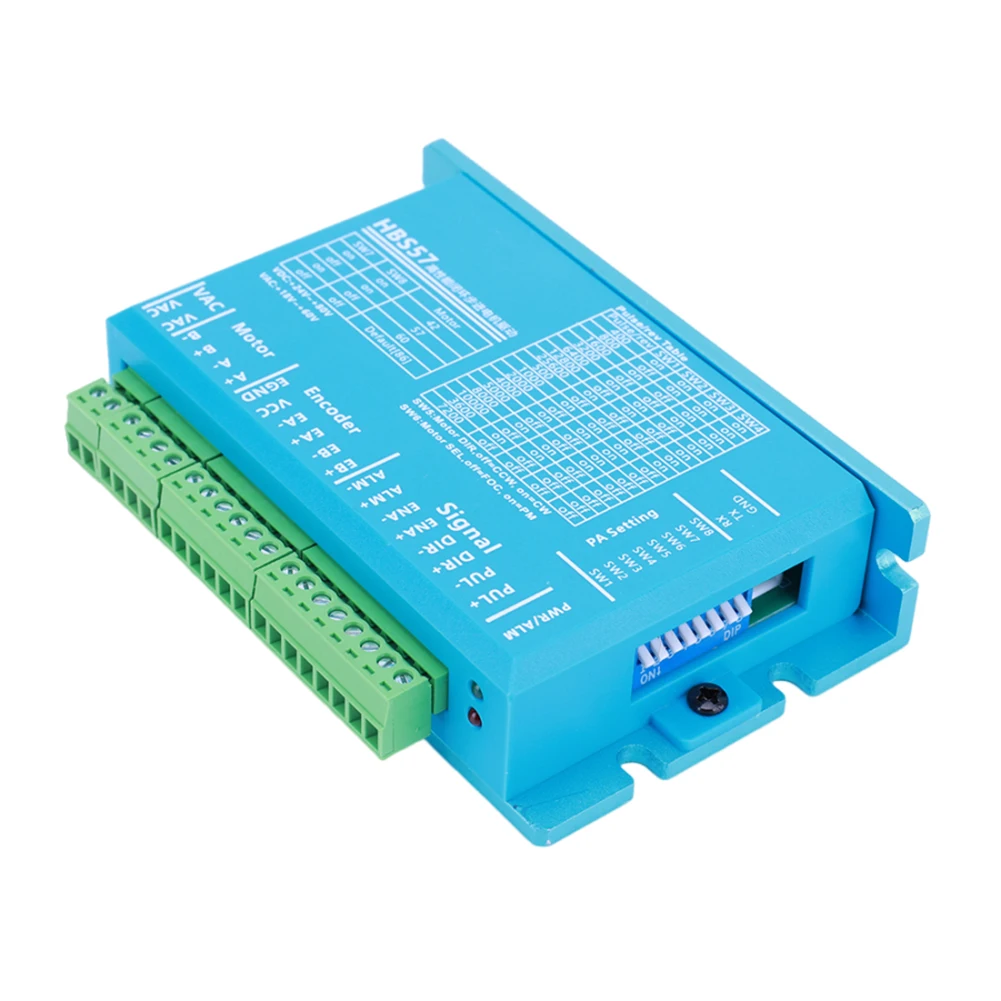 

Гибридный серводрайвер HBS57 AC20-80V/DC24-70V, контроллер шагового двигателя с энкодером 1000 линий для двигателей Nema23/Nema24