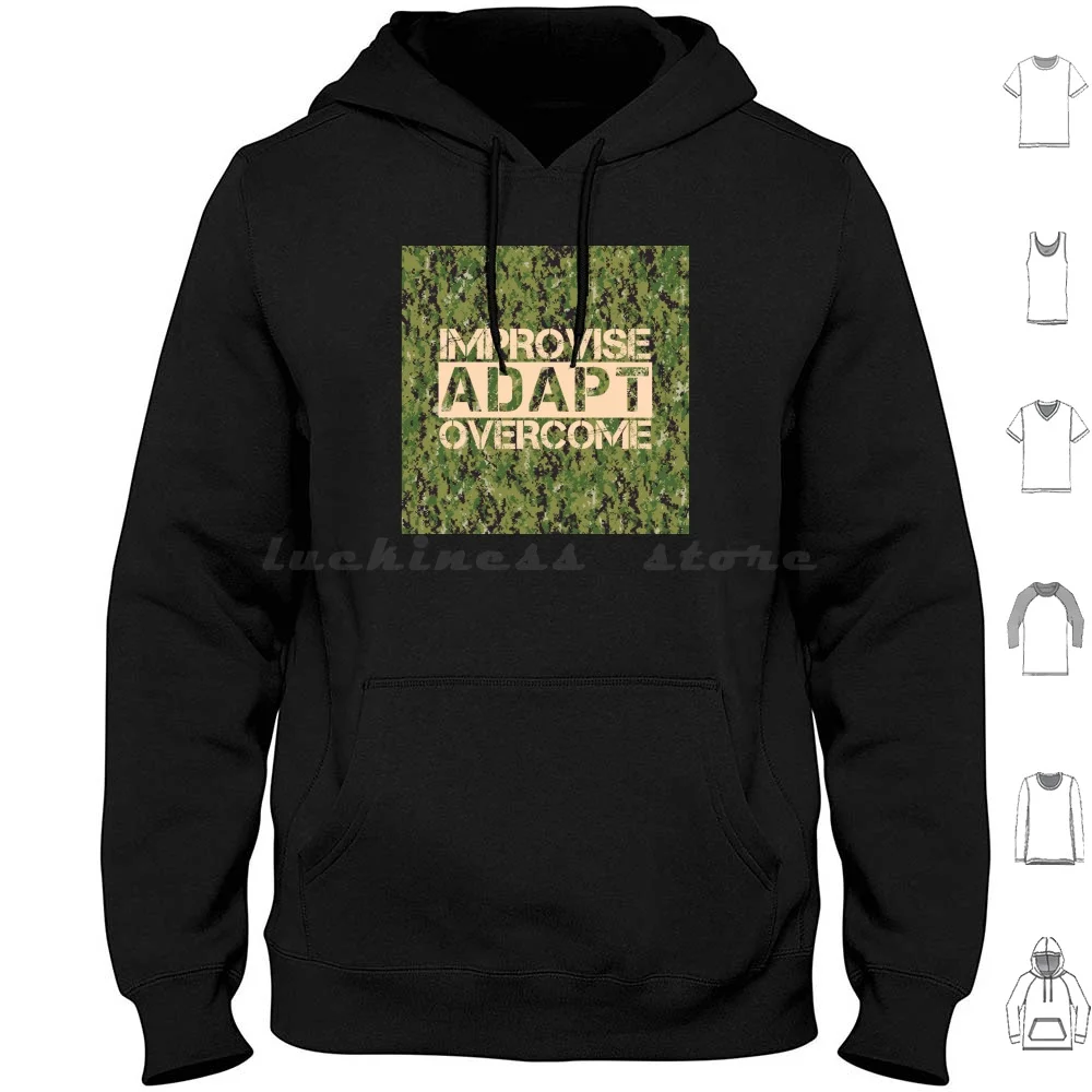 Improvise Adapt Overcome Aor2 Camo Background-Motivational Hoodie Cotton Long Sleeve Improvise Adapt Overcome