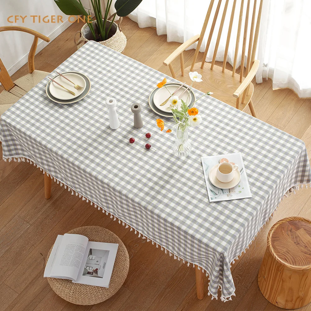 Korean style picnic grid Tablecloth Antifouling Rectangular Tablecloth Washable and Oil Resistant Coffee Table Mat Table Cover