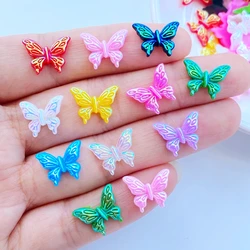 Mini mariposa brillante mixta, cabujones de resina con parte posterior plana para álbum de recortes, accesorios de decoración artesanal de joyería, 100 piezas