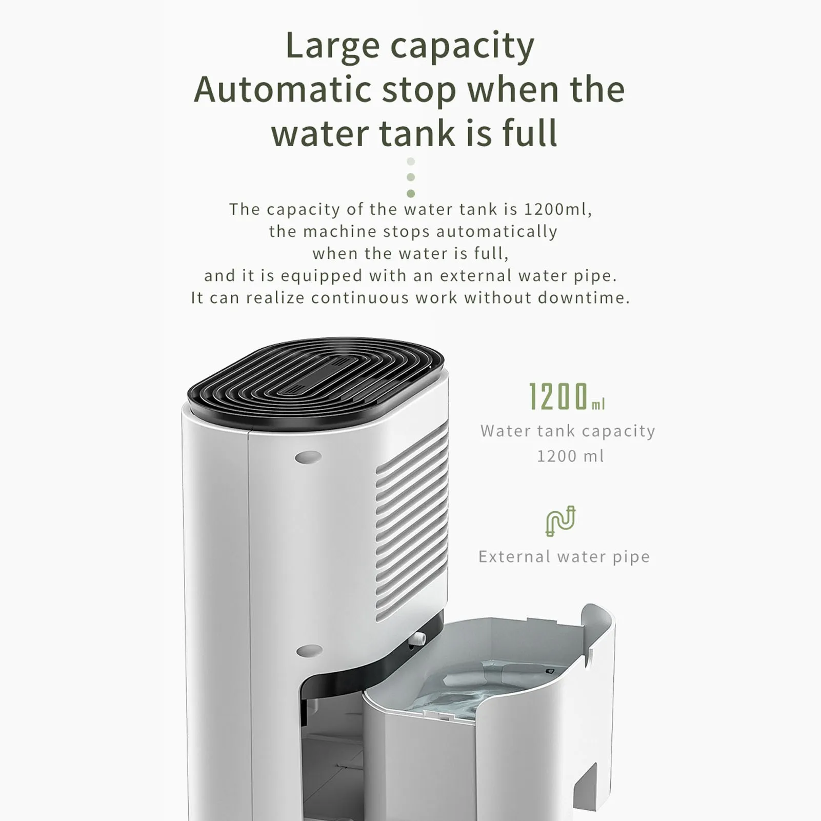 Small Quiet Dehumidifier, Sleep Mode Quiet 100-240V Efficient Basement Dehumidifier ABS 1.2L with Drain Hose for Bedroom