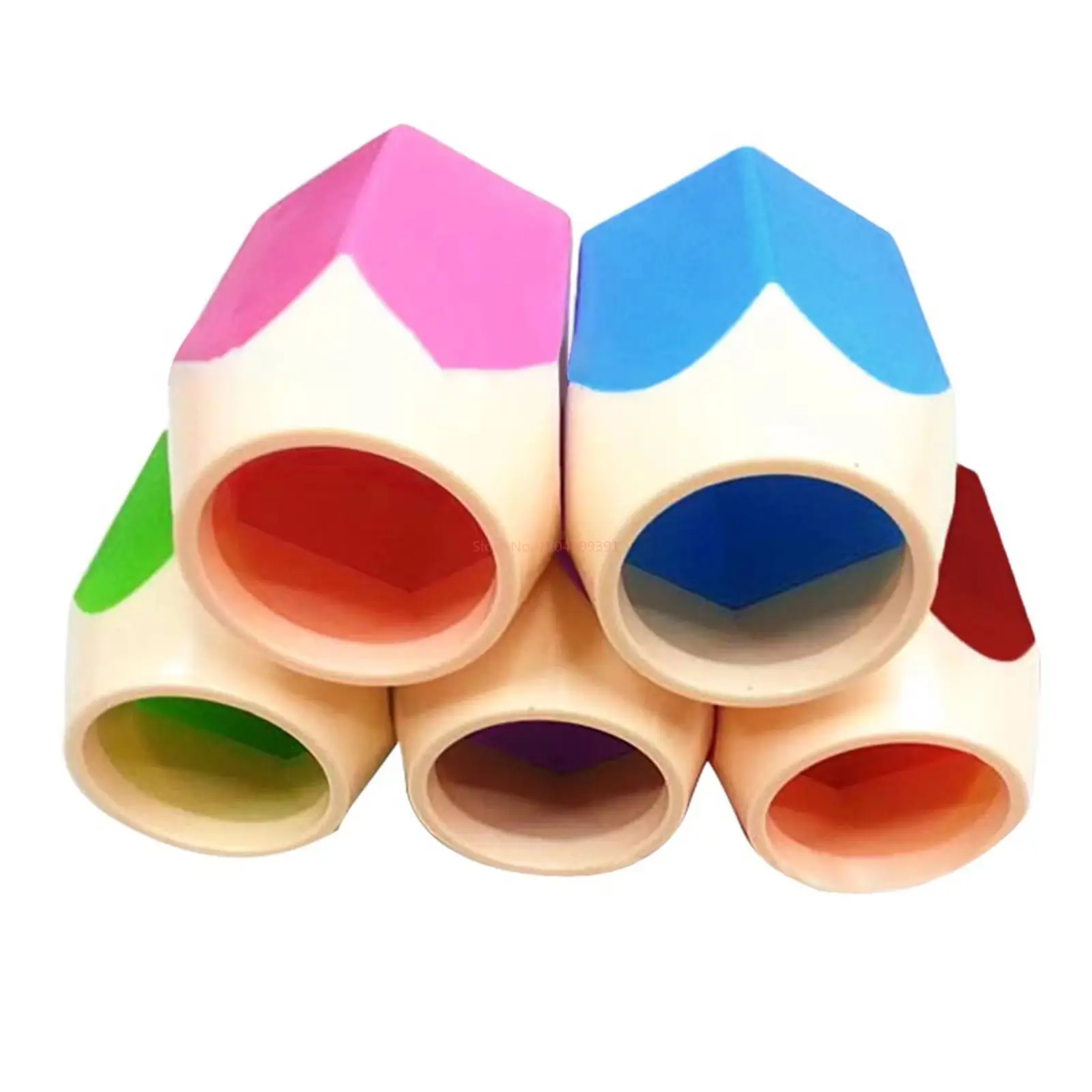 5pcs plastic pencil head pen holder contrasting color student office stationery storage box multifunctional makeup brush storage