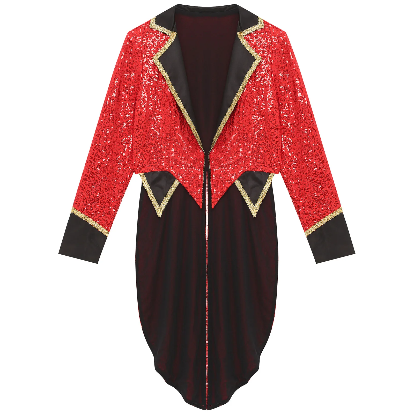 Costume LYus Ringmaster Showman pour hommes, manteau à queue d'hirondelle, revers cranté à paillettes, veste à manches longues, tailleur Tamer, Halloween