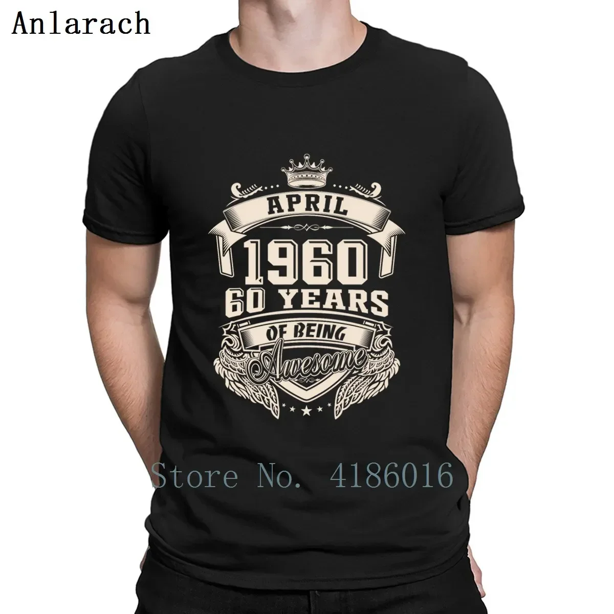 

Born In April 1960 60th Birthday Couple Shoulder Short Sleeved T-shirt For Men Women Breathable Casual Pure Cotton Loose Tops