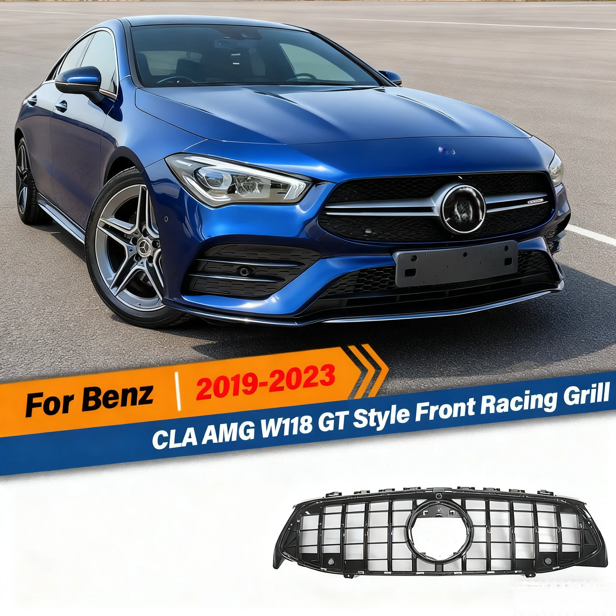 

Для Mercede Benz CLA AMG W118 C118 CLA180 200 250 CLA45 35 2019 2020 2021 2022 2023 GT Стиль Решетка Решетка Автомобильная передняя гоночная решетка