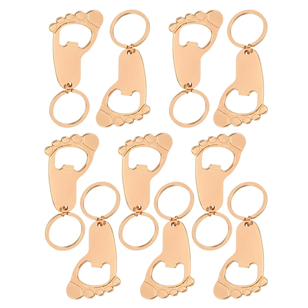 

Baby Gift Keychain Bottle Opener Gifts Shower Footprint Keyring Boys Golden Metal