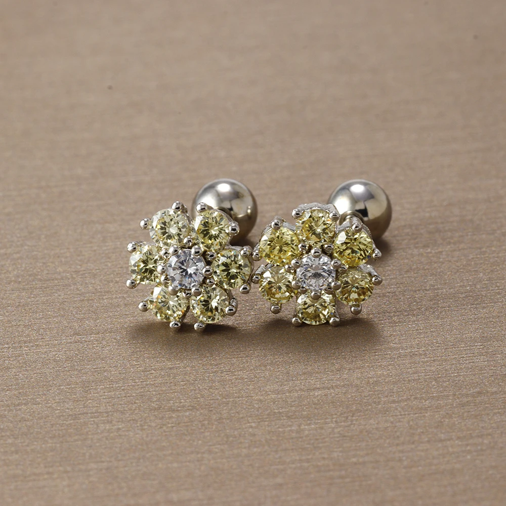 Women's Light Luxury Zircon Flower Stud Earrings