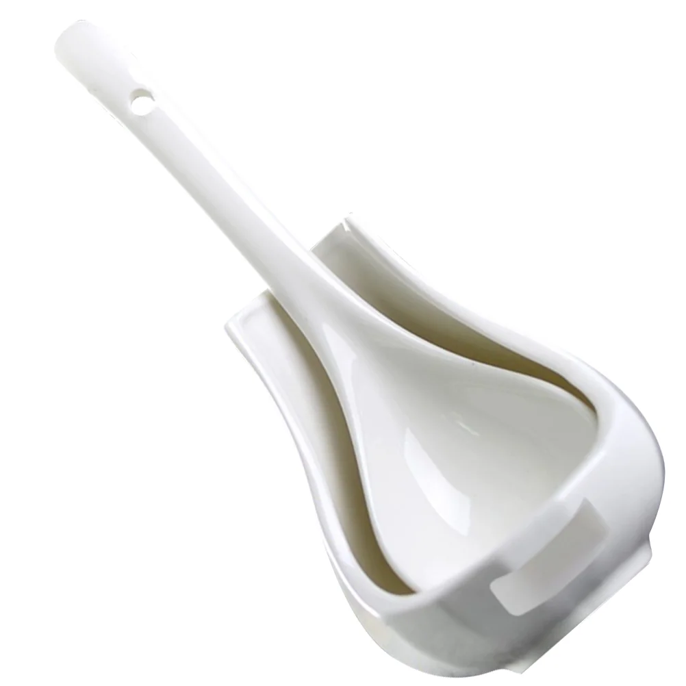 

Soup Ladle Spoon Holder Set Delicate Stand Spatula Ceramic Rest Chinese Noodles Spoons