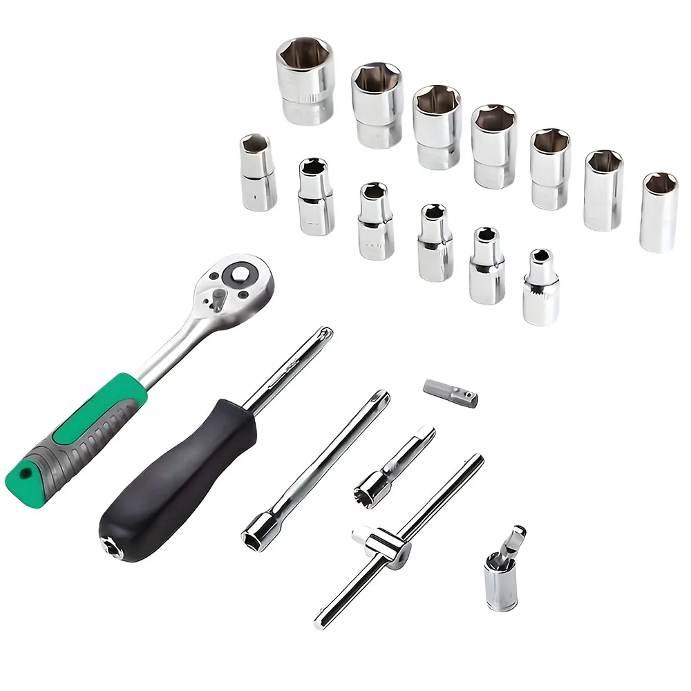 Podofo 216-teiliger Steckschlüsselsatz mit 24-Zahn-Ratschenschlüssel 1/4" 3/8" 1/2" Steckschlüssel & Schraubenschlüssel für Auto Motorrad Reparatur Haushalt – Detail 5