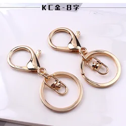 50pcs high quality 30mm Keyring Multiple Colors  Key Chains Rings Round Golden Silver-Plate Hook Lobster Clasp Keychain