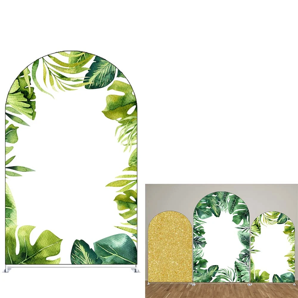 Copertura dello sfondo dell'arco a tema giungla verde/copertura del cilindro per la festa di compleanno, oggetti di scena per la decorazione della festa di nozze e Baby Shower