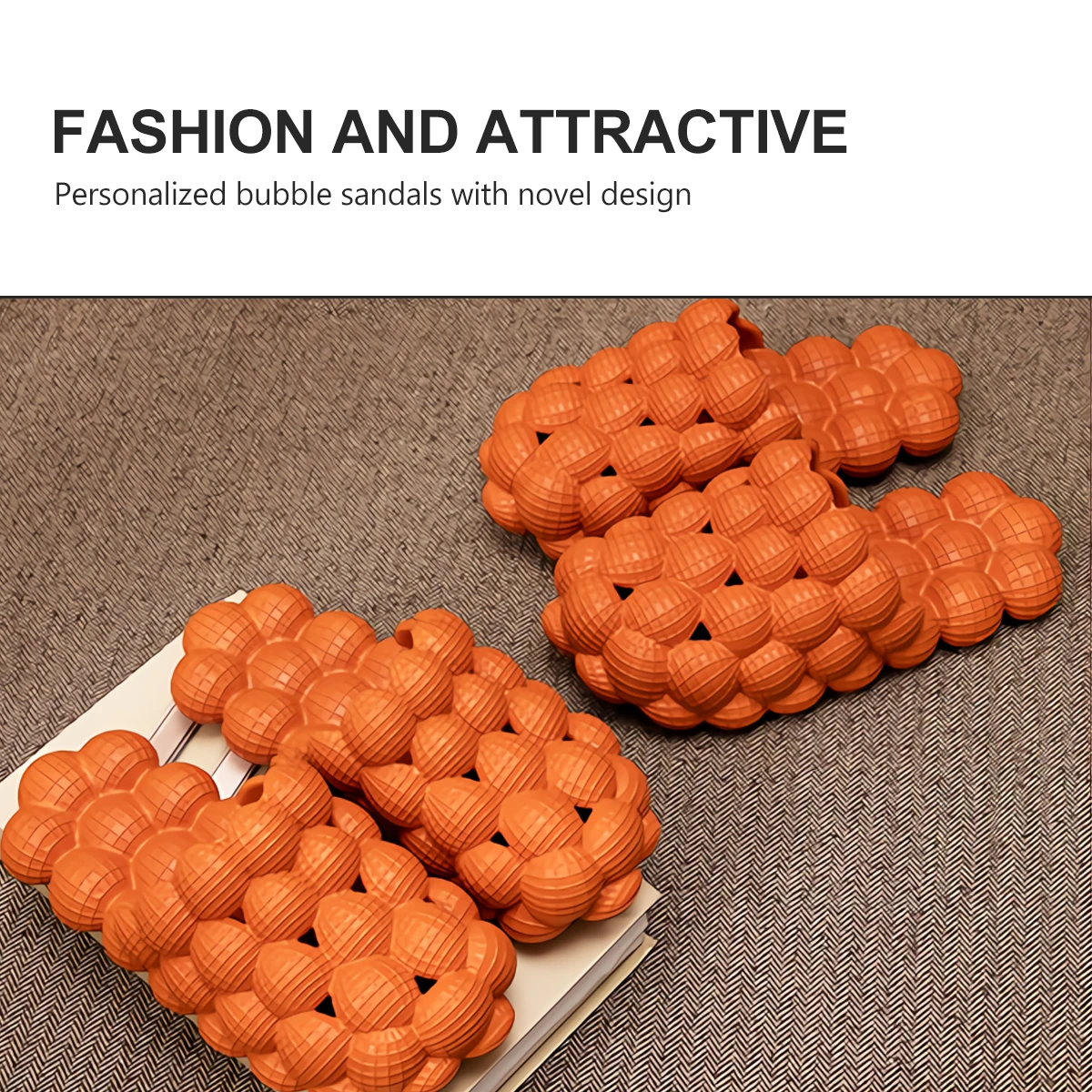 

1 Pair Summer Male Female Personality Bubble Sandals Slippers Non-Slip Comfortable Home Indoor Couple Household Durable Soft