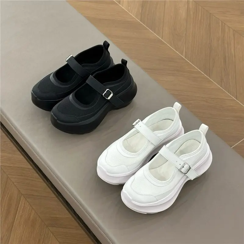 

Обувь Мэри Джейн на толстой подошве, повседневная обувь с сеткой, спортивная обувь с легкой пряжкой, уличная повседневная обувь, модная пряжка, увеличивающая рост