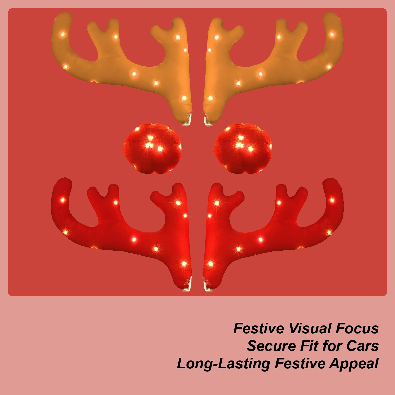 Car Decoration Christmas Deer Antler Car Reindeer Antlers Christmas Decor Light Up Antler Set Roofs Tops Reindeer Decoration