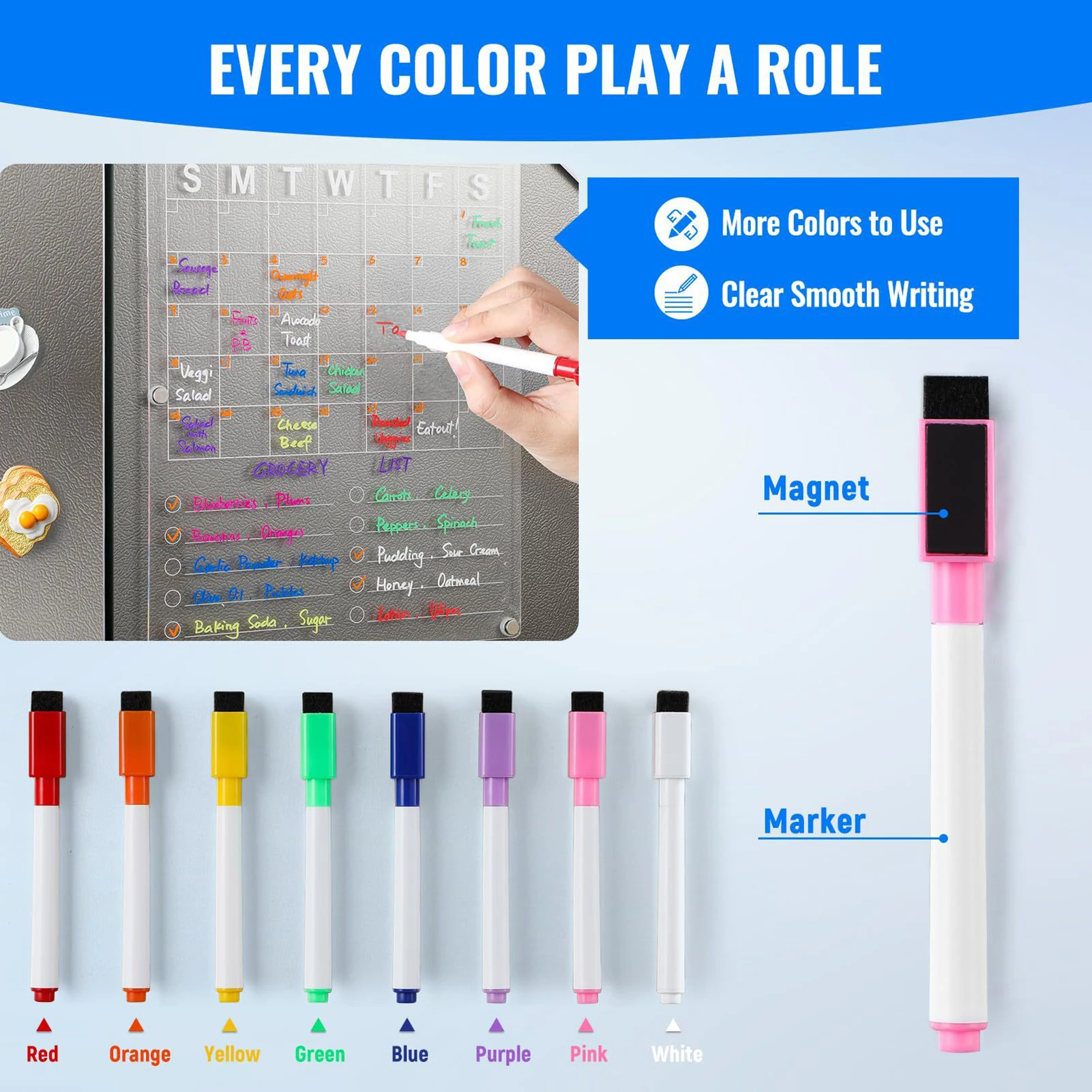 

Acrylic Magnetic Calendar Board Reusable Transparent Calendar Whiteboard for Planning Family's Daily Life