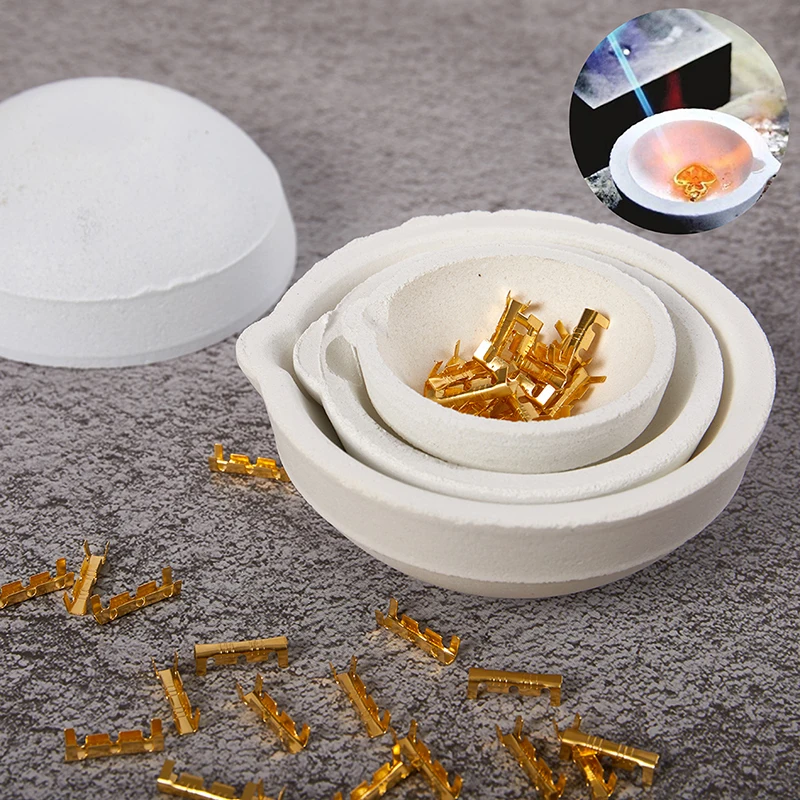 High Temperature Quartz Silica Melting Crucible Dish Bowl Pot Gold Silver Metal Jewelry Casting Container Tool