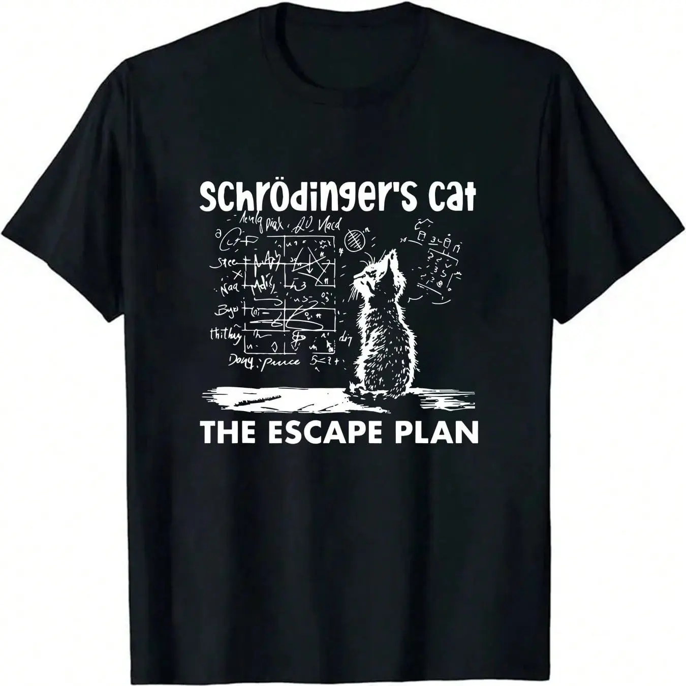 Men's Schrödinger's Cat Physics T-Shirt Quantum Mechanics Design Schrödinger's Cat & E=mc² Equation Breathable Micro-Stretch