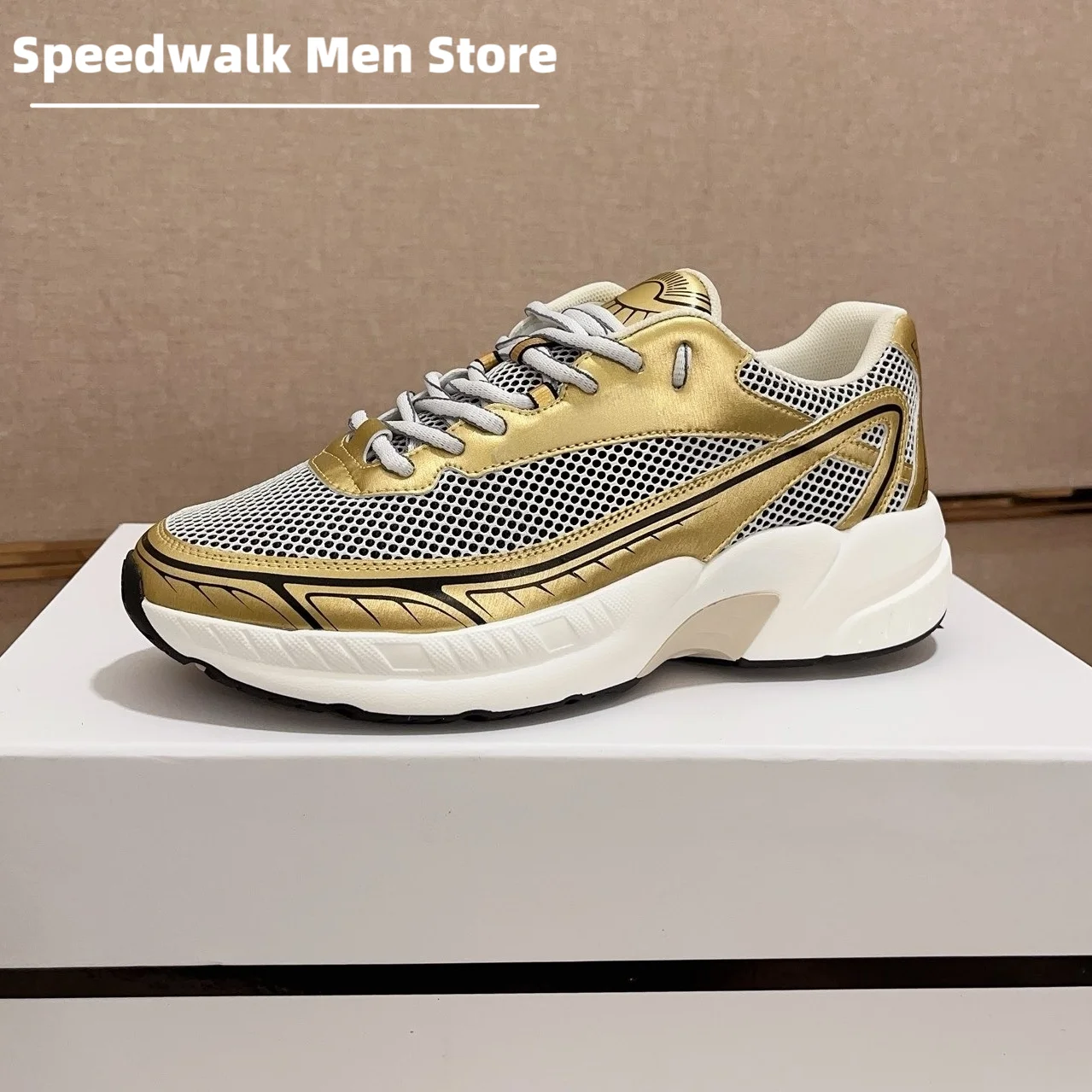 2026New Men Retro Mesh Chunky Sneakers Breathable Platform Walking Shoes Fashion Non Slip Casual Dad Shoes for Spring Summer