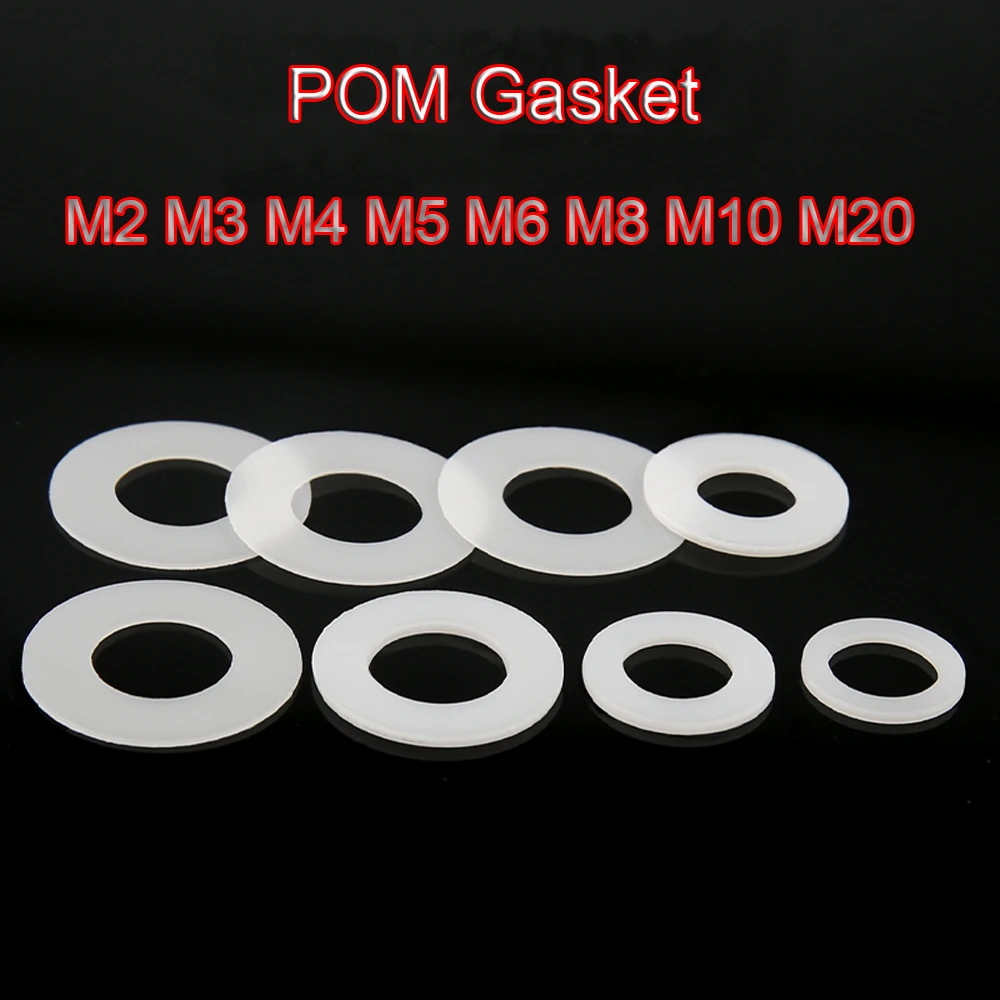 

10-500Pcs M2M3M4-M20 White POM Polyoxymethylene Hard Plastic Gasket Saigang Plastic Flat Gasket High-strength Insulation Gasket