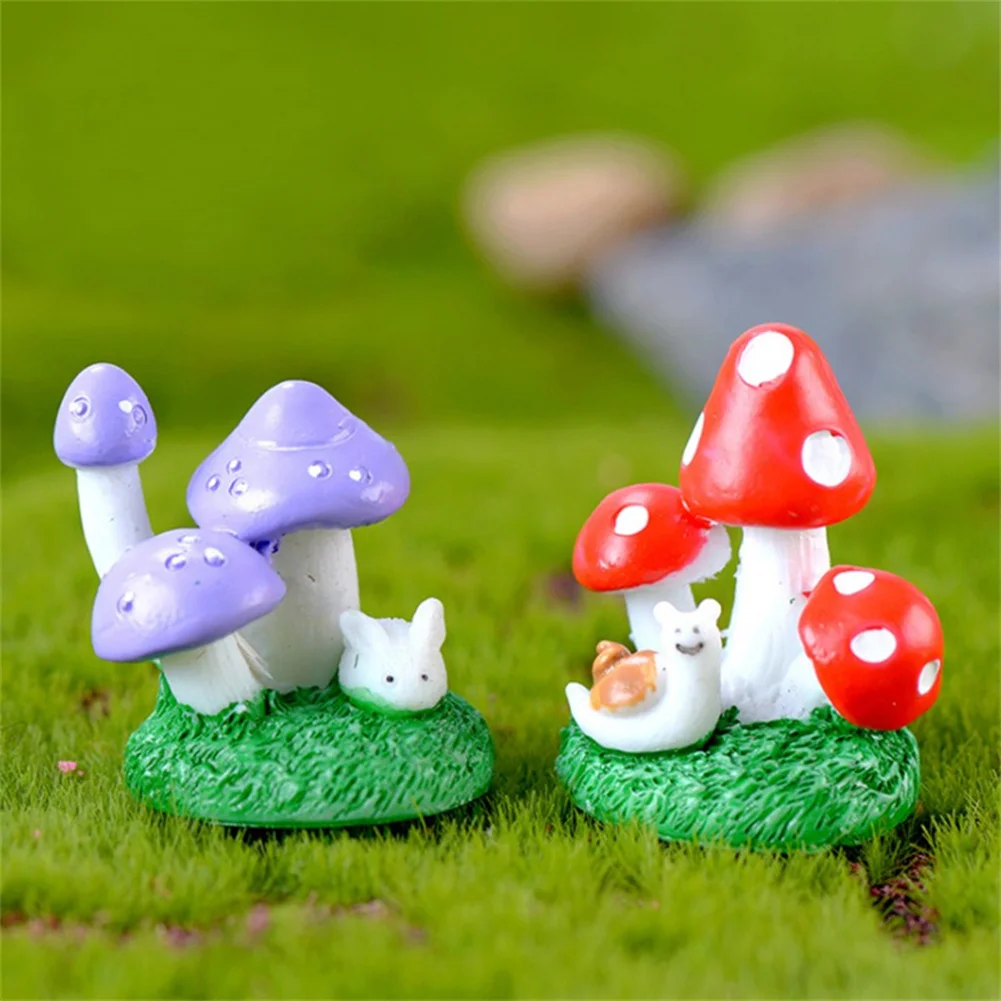 1pcs Miniature Animal Mushroom Ornament Miniature Mushroom Craft Garden Pot Ornament Landscape Succulent Bonsai DIY Garden Decor