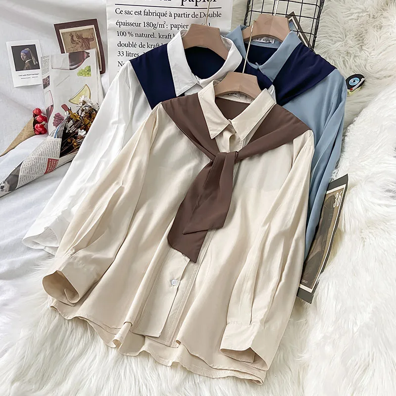 

Autumn Shawl Shirt Women's 2021 New Design Sense Casual Slim Long Sleeve Sunscreen Shirt Elegant Office Ladies Coat Street Style