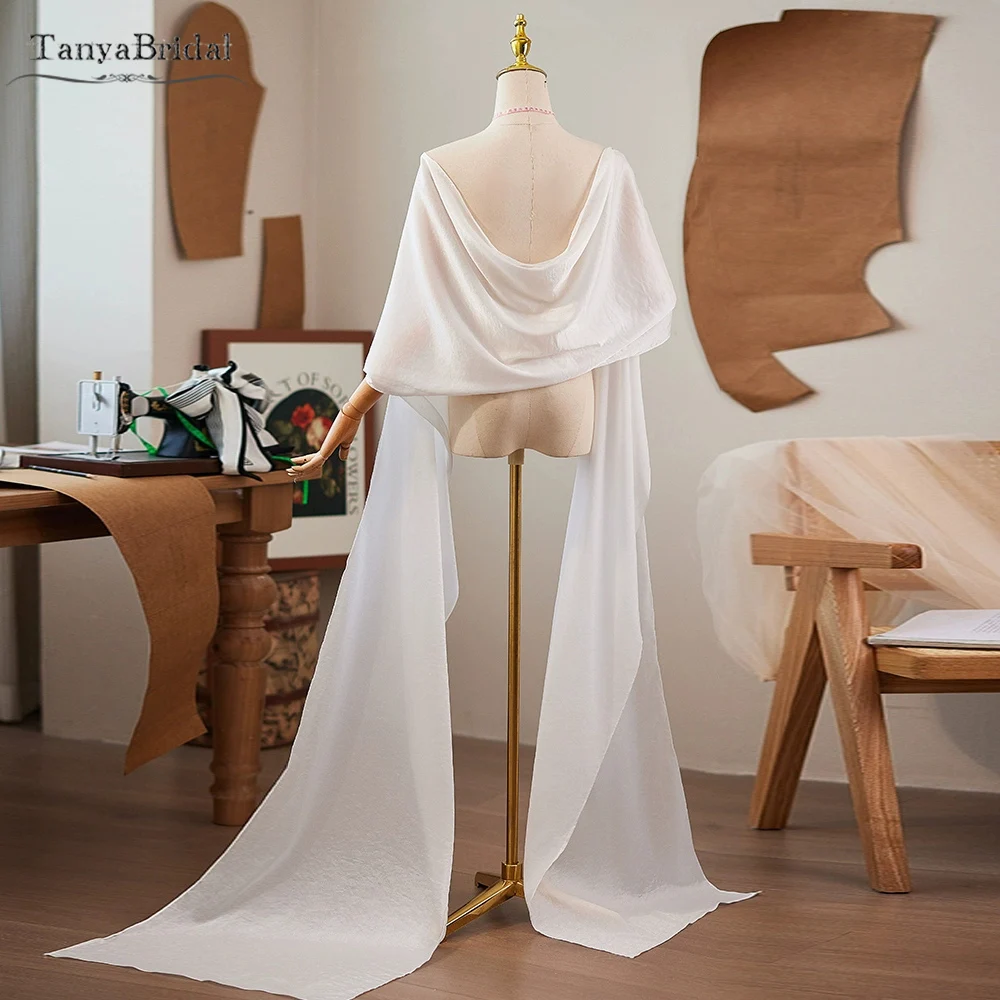 

Simple Elegant Chiffon Long Wedding Cape ,Bridal Shawl ,New Fashion Bridal Accessories Chic DJ409
