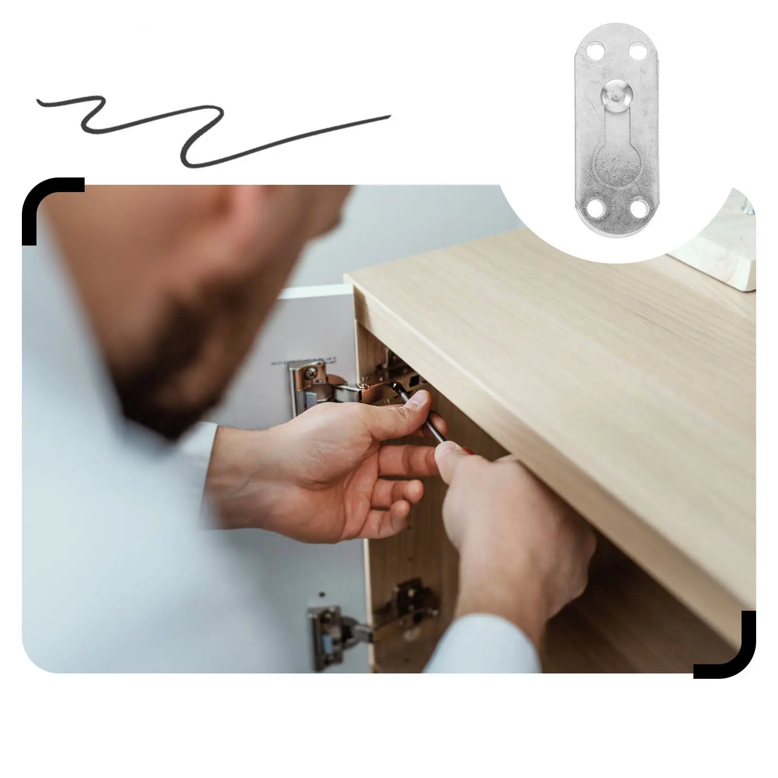 6Sets Sleek Minimalist Bed Rail Brackets Surface Mounted Bed Frame Bracket for DIY Home Decor Wardrobe Flip Window Cabinet Use