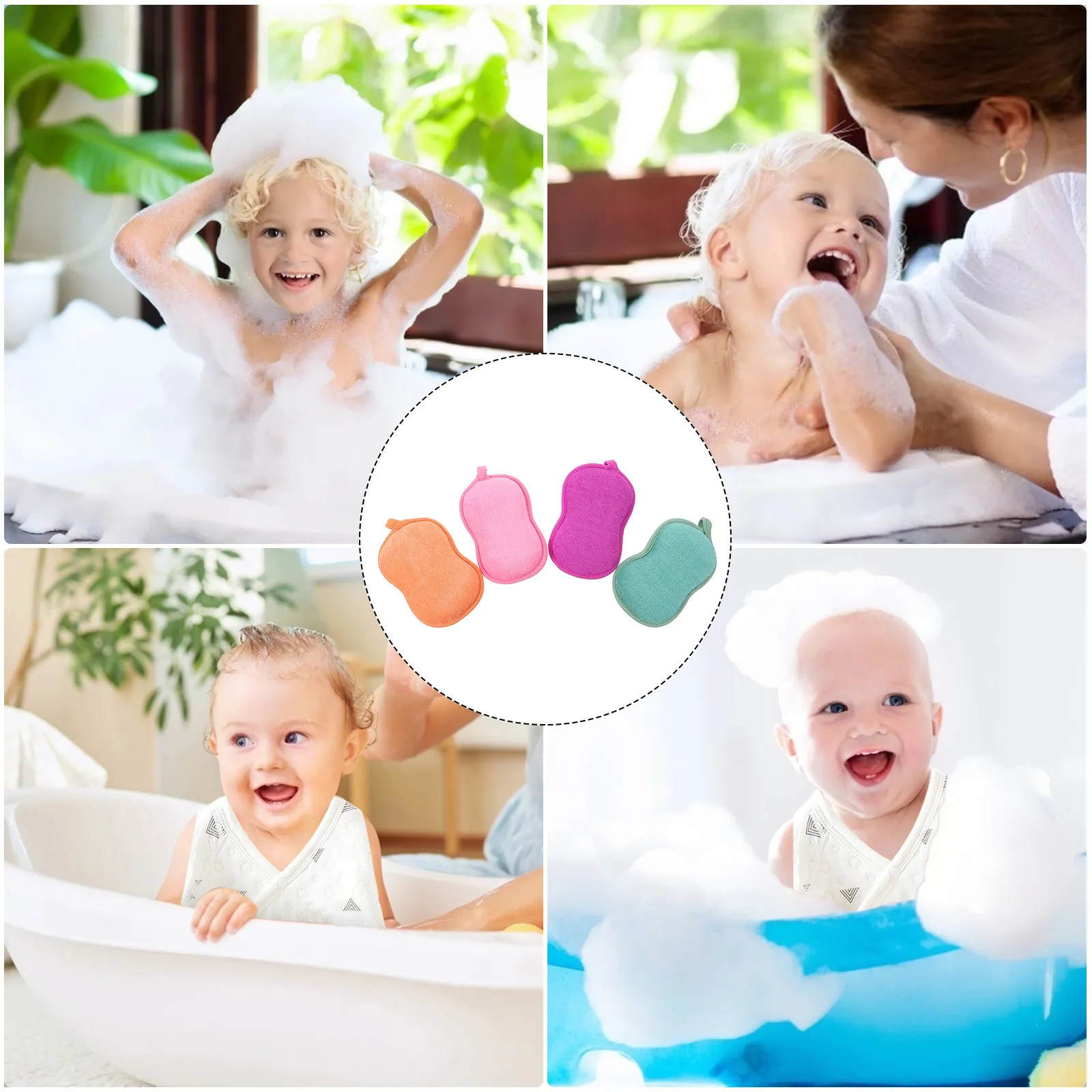 

Набор из 4 детских губок для ванны в форме арахиса, мягкие отшелушивающие губки для ежедневного мытья младенцев и малышей