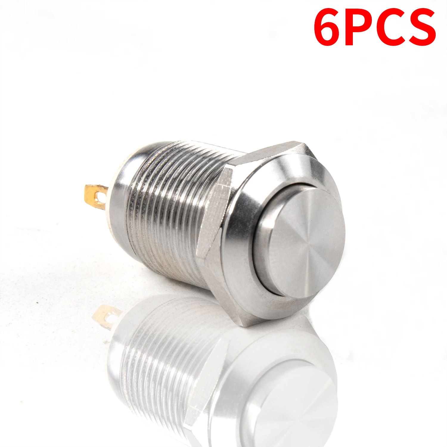 

6 шт., 12 мм, мгновенный кнопочный переключатель, 3-220 В, водонепроницаемая кнопка питания, маленькая круглая хромированная нержавеющая металлическая 2-контактная N/O SELF REST