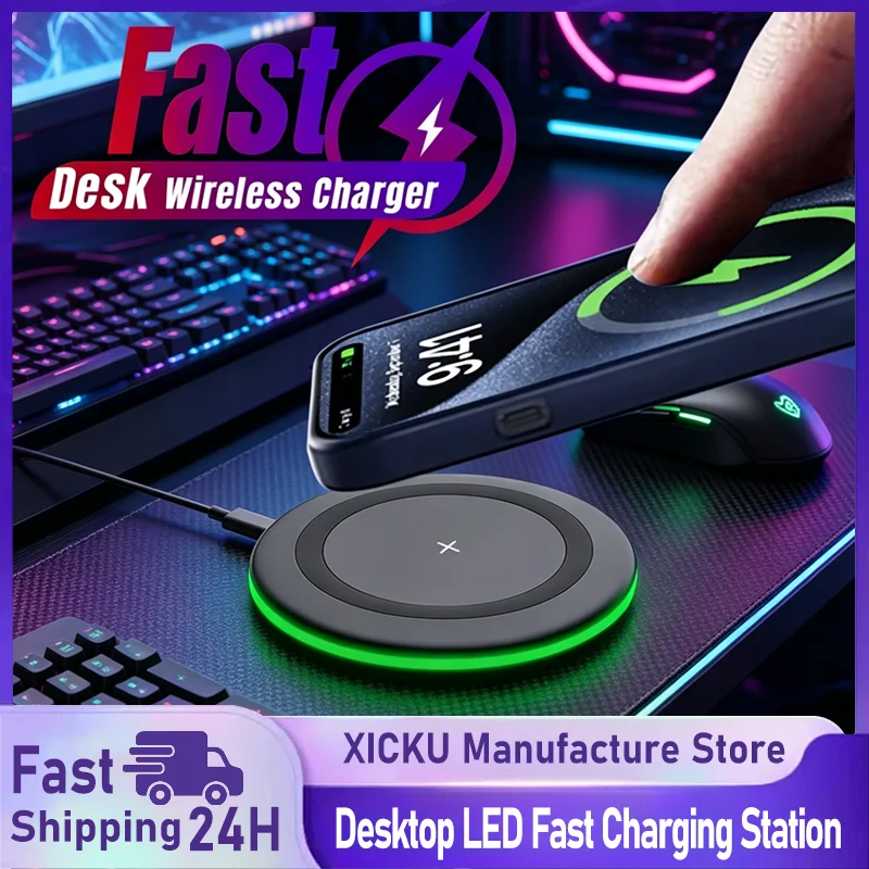 Mini 15W Magnetic Wireless Charger Pad For Magsafe iPhone 17 16 15 14 13 12 Pro Max Samsung LED Magnet Fast Charging Phone Stand