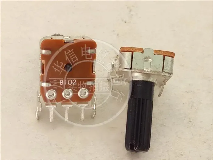 R1215N 12 Square Type Horizontal Single Potentiometer B102 B1K handle length 17MM flower belt midpoint