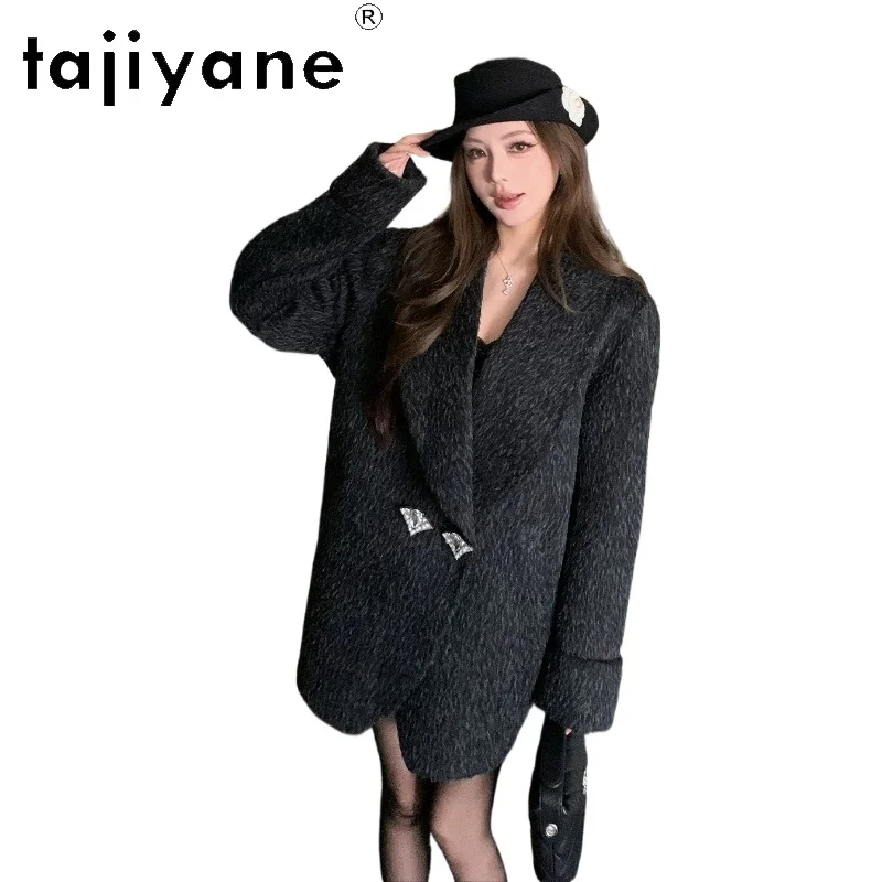 TAJIYANE 90% Wool 10% Alpaca Wool Coat Women Mid-length Winter Suit Jacket Loose Coats for Women Clothing Luxury Польто Женское