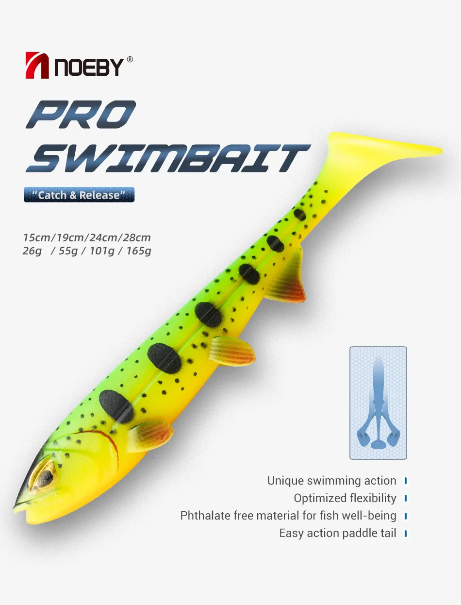Noeby Hecht Angeln Weicher Köder 15 cm 26g 19 cm 55g 24 cm 101g 28 cm 165g Sinking Pro Swimbait Silikon Big Game Angeln Weichen Köder – Detail 1