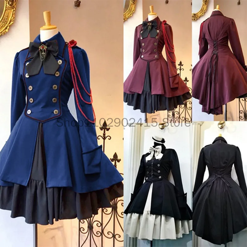 

Medieval Renaissance Sweet Lolita Dress Women Vintage Falbala Bowknot Victorian Dresses Kawaii Girls Gothic Style Vestidos S-5XL