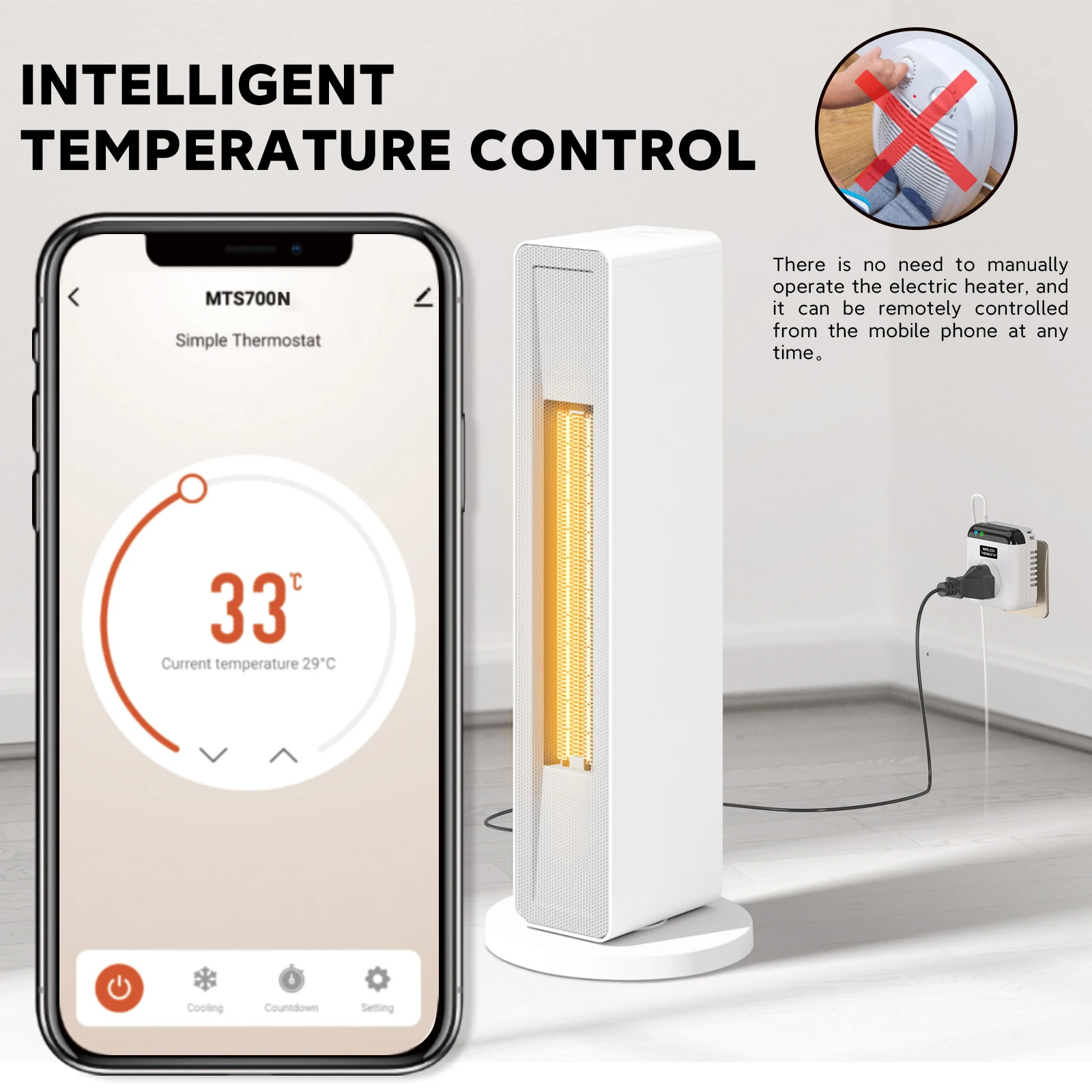 EU Smart Thermostat Plug with Detachable Probe High Power App Remote Auto Temp Control Socket for Heater Cooer Greenhouse Fan