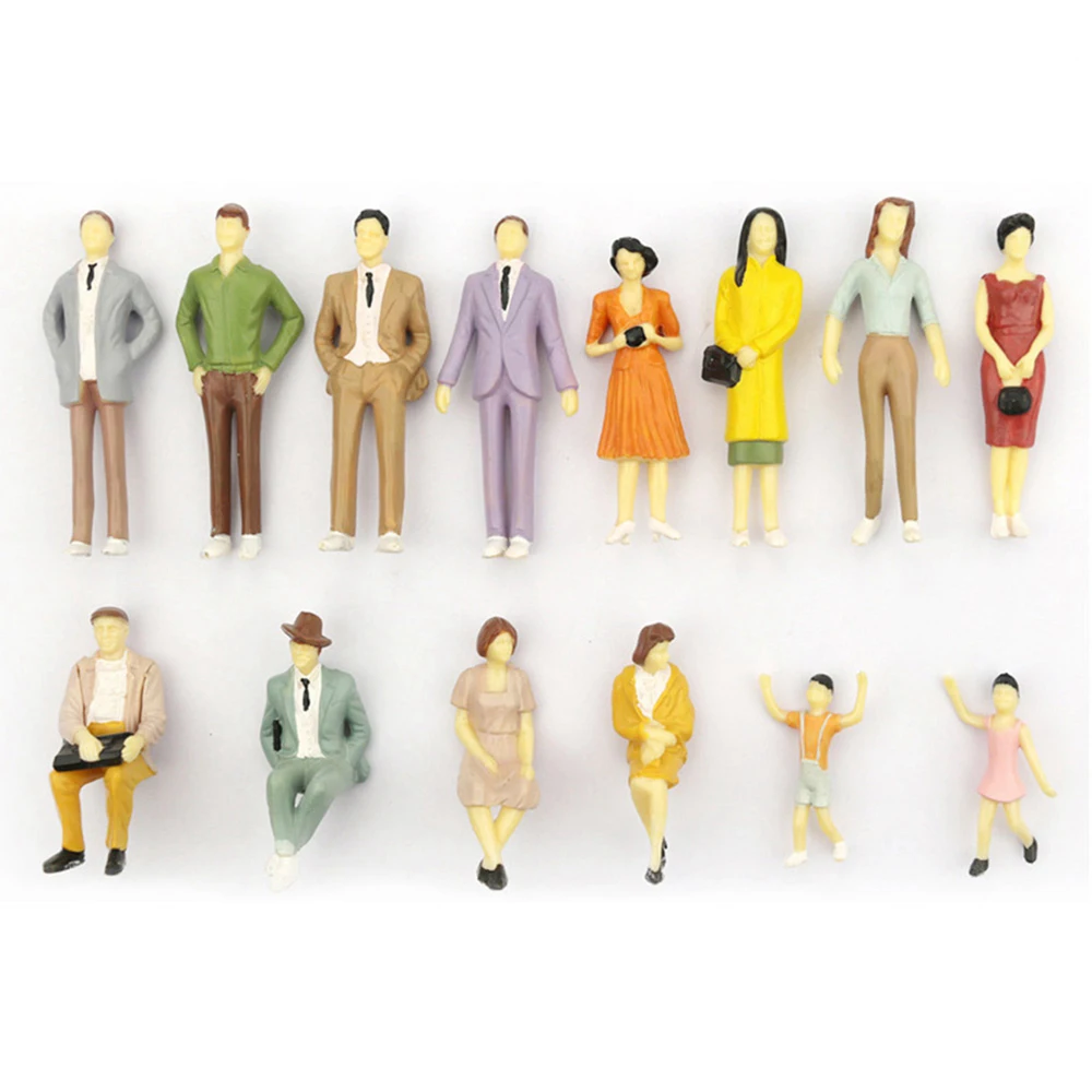 50/100Pcs Model Miniature 1:87 Scale Architectural Painted Models Human Scale Model ABS Plastic People Figures Random Poses