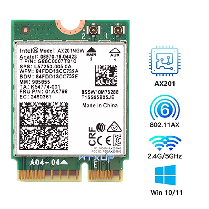 3000Mbps AX201NGW Drahtlose Wifi Karte Antenne WIFI6 2,4G/5G Bluetooth 5,1 WiFi Drahtlose Netzwerk Karte wifi Adapter Für Win10/Win11