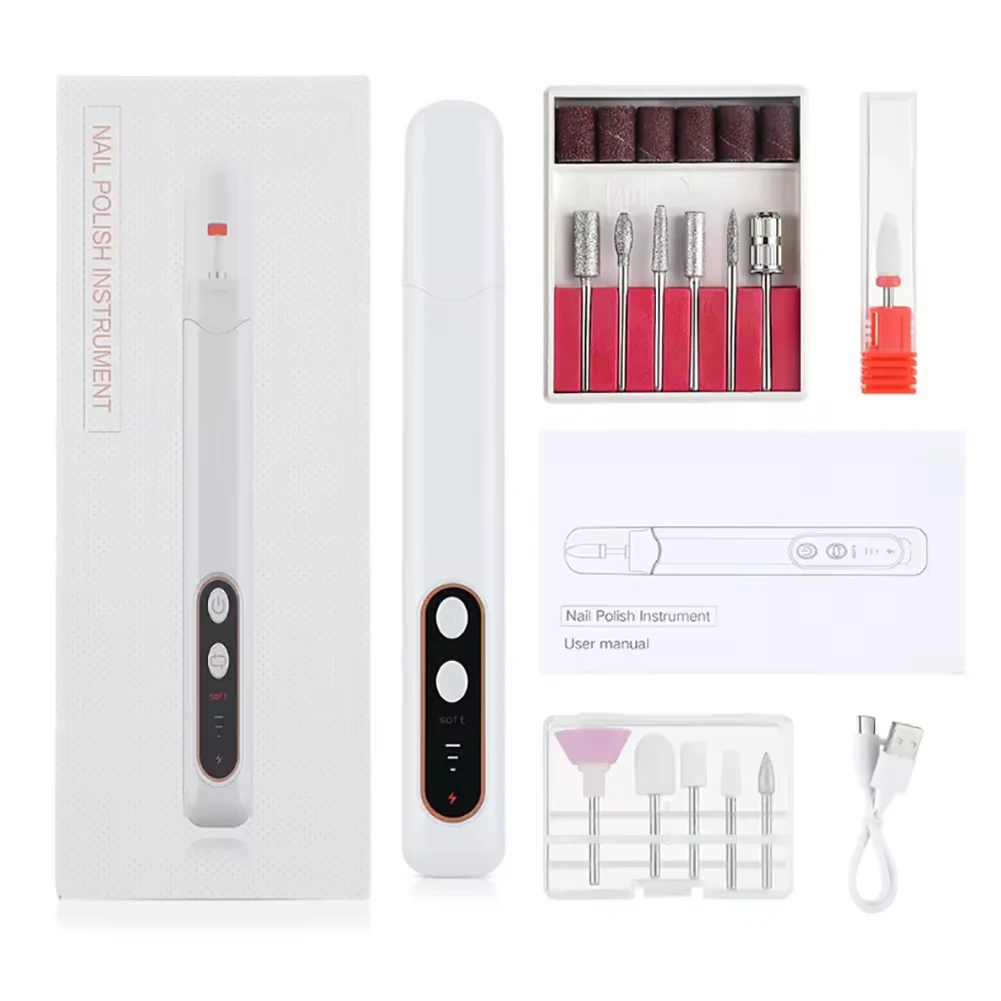 6in1ที่กรอเล็บไร้สาย15000รอบต่อนาทีพร้อมไฟ LED และหน้าจอเครื่องตัดทำเล็บมือเล็บเท้าเครื่องขัดเล็บเท้า