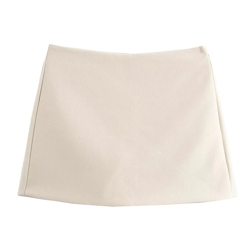 Classic Gray High Waist Skorts Skirt for Women Fashion Side Zipper Work Office Short Skirts Woman Spring Summer Mini Skirts Lady
