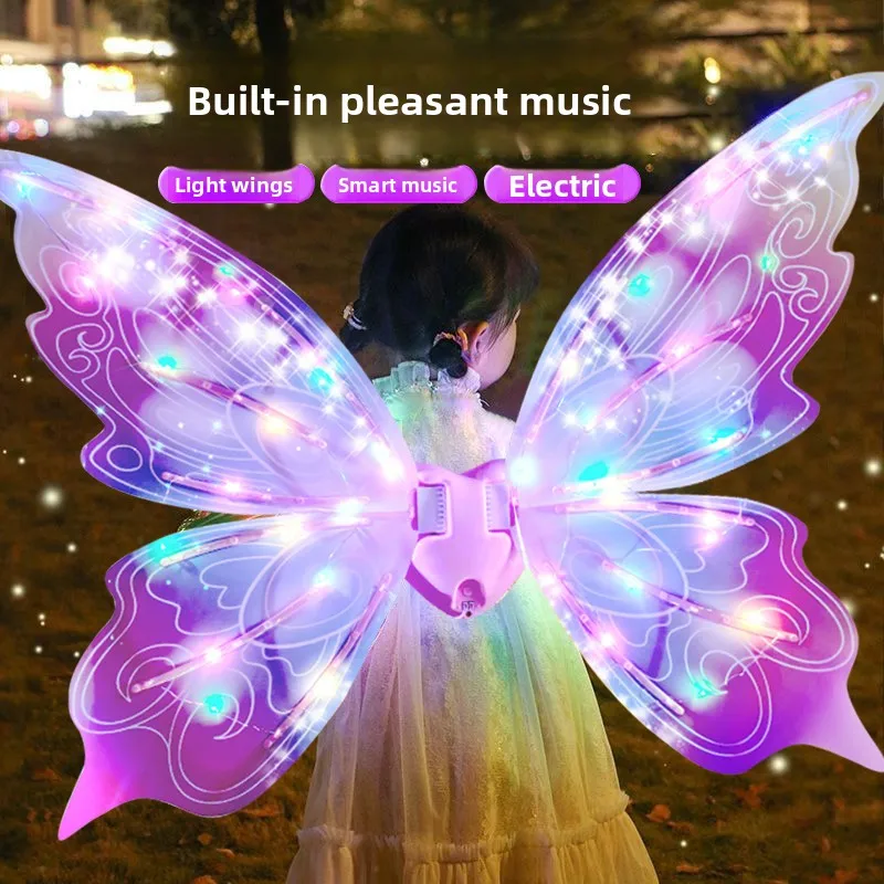 

Glowing Butterfly Wings for Girls Light Up Moving Fairy Wings Electric Angel Wing Costume Dress Up Birthday Gifts for Children