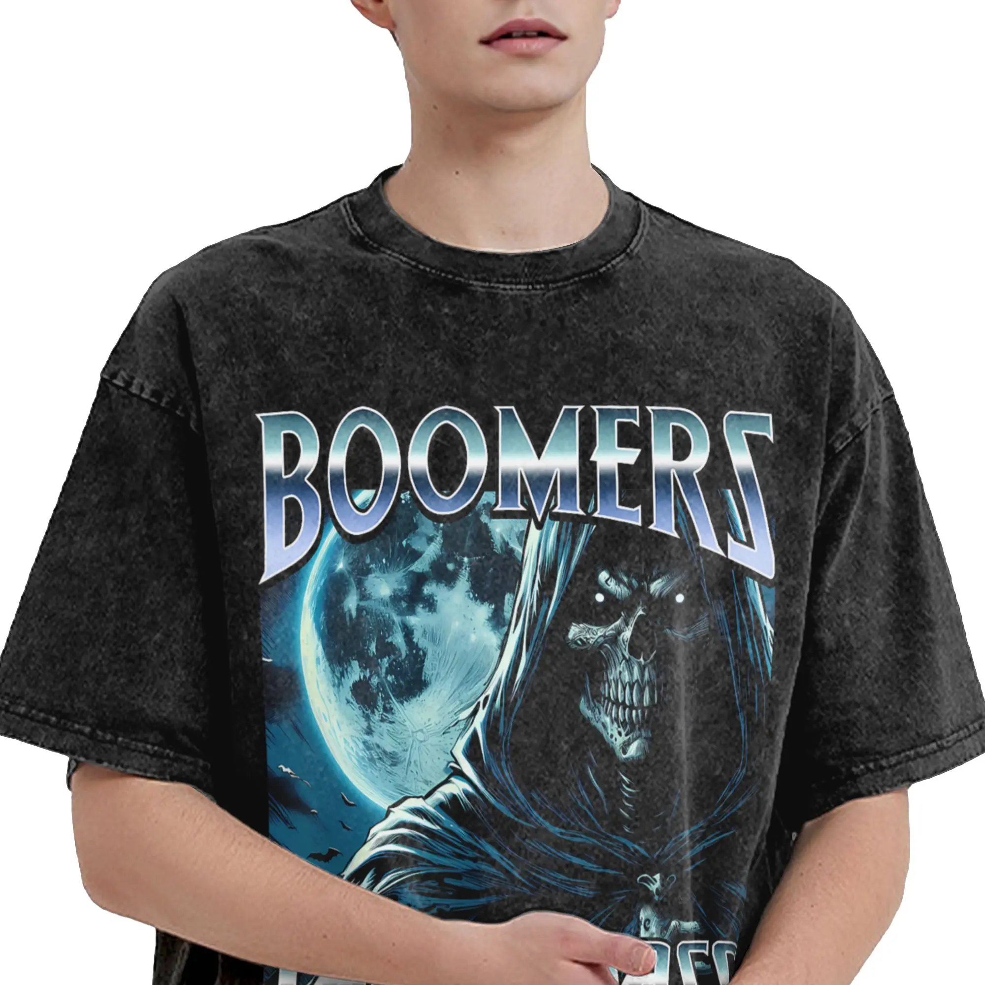 Funny Boomer Generation Badass Before  T-Shirt for Men Round Collar Cotton Washed T Shirts  Short Sleeve Tees Big Size Tops