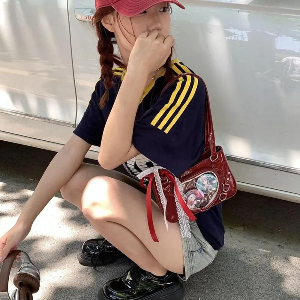 

Y2K Прозрачная сумка Love Itabag на молнии Idol для хранения товаров Kawaii Сумка на плечо Сумка для путешествий под мышками JK