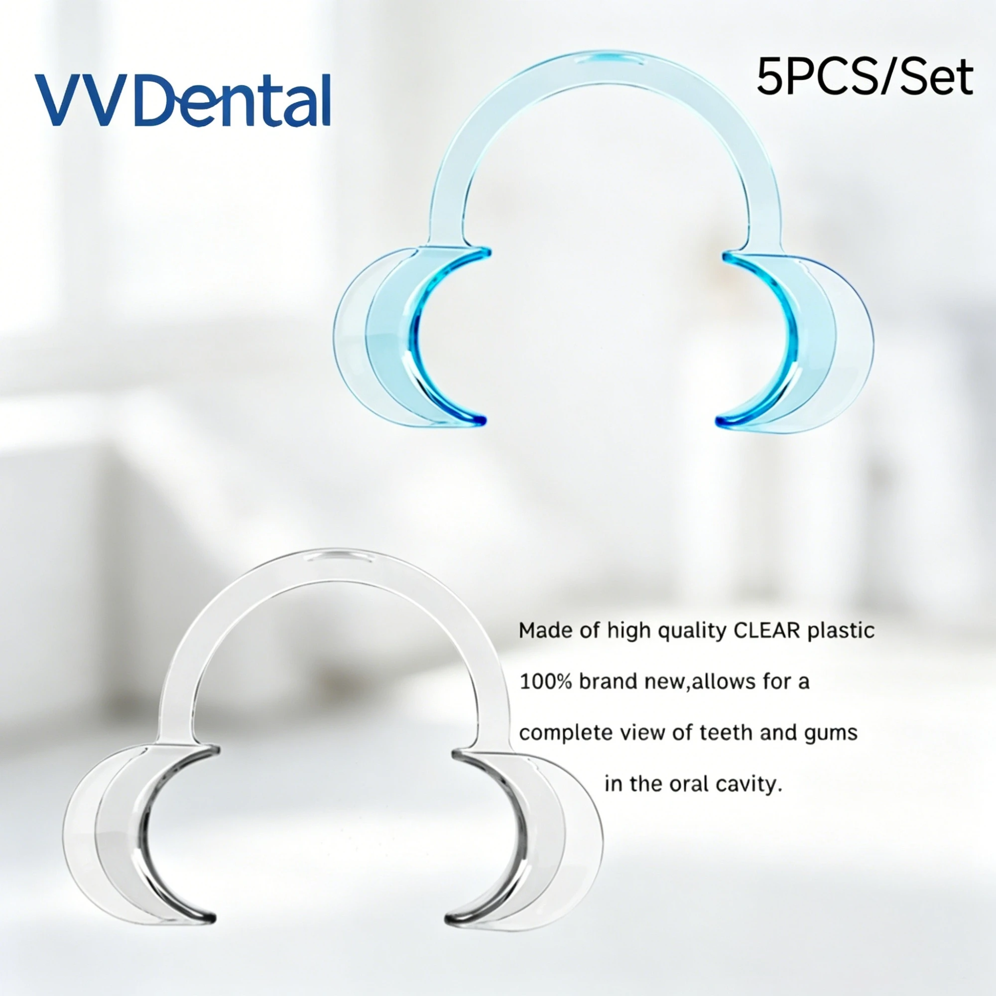 C Shaped Intraoral Cheek Lip Retractor Transparent Plastic Mouth Spreading Device Smooth Rounded Edge Design Oral Examination