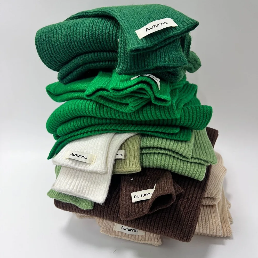 Set Tiga Potong Syal Rajut Musim Dingin Wanita Warna Solid Topi Syal Sarung Tangan Wanita Anti Angin Dewasa Set Syal Topi Wanita Modis