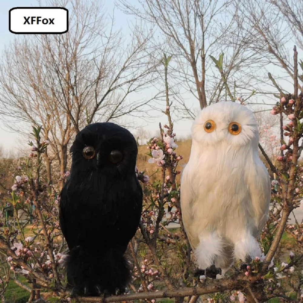 a pair of simulation owl models foam&furs real life black&white owl bird toys gift about 30cm xf1085