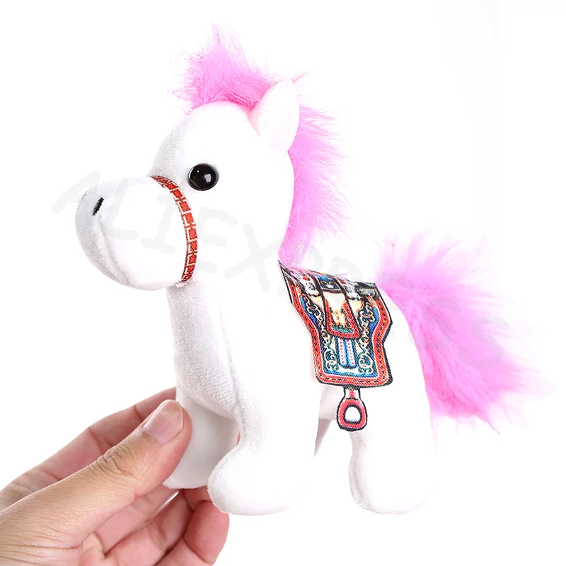 

10CM Mini Horse Pendant Keychain Plush Toy Kawaii Animal Simulation Stuffed Doll for Children Zodiac Bag Decor Cute Gift