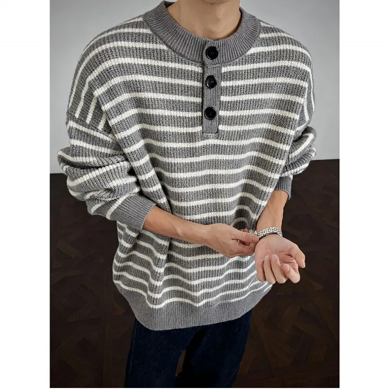 Winter Striped Sweater Men Warm Fashion Casual Knitted Pullover Men Korean Loose Long Sleeved Sweater Mens Jumper Clothes M-3XL